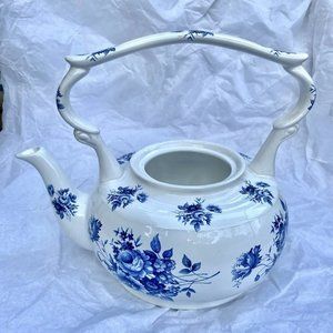Blue and White Floral Teapot